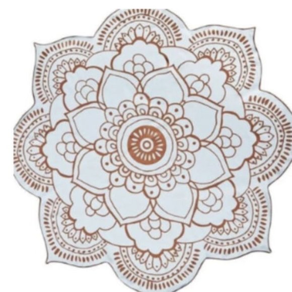 Beach Towel Blue Cotton Floral Lotus Shaped picnic blanket - Picture 2 of 5